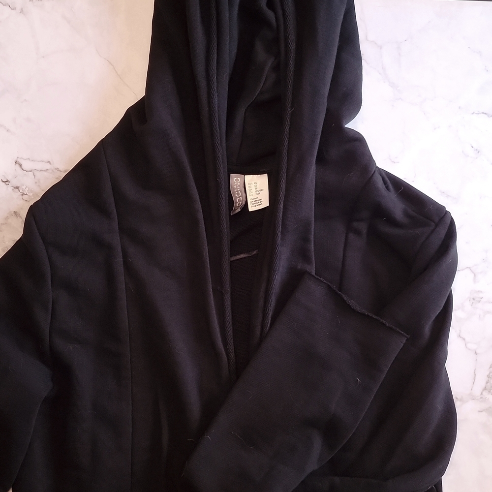 Mens XS black duster hooded
